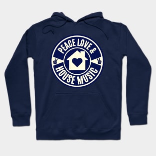 PEACE LOVE AND HOUSE MUSIC (Vintage Navy Blue) Hoodie